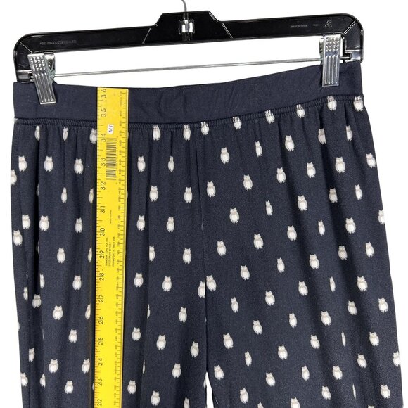Kate Spade Womens S Navy Blue Owl Henley Jogger PJ Set Long Sleeves Button Front - Picture 10 of 16